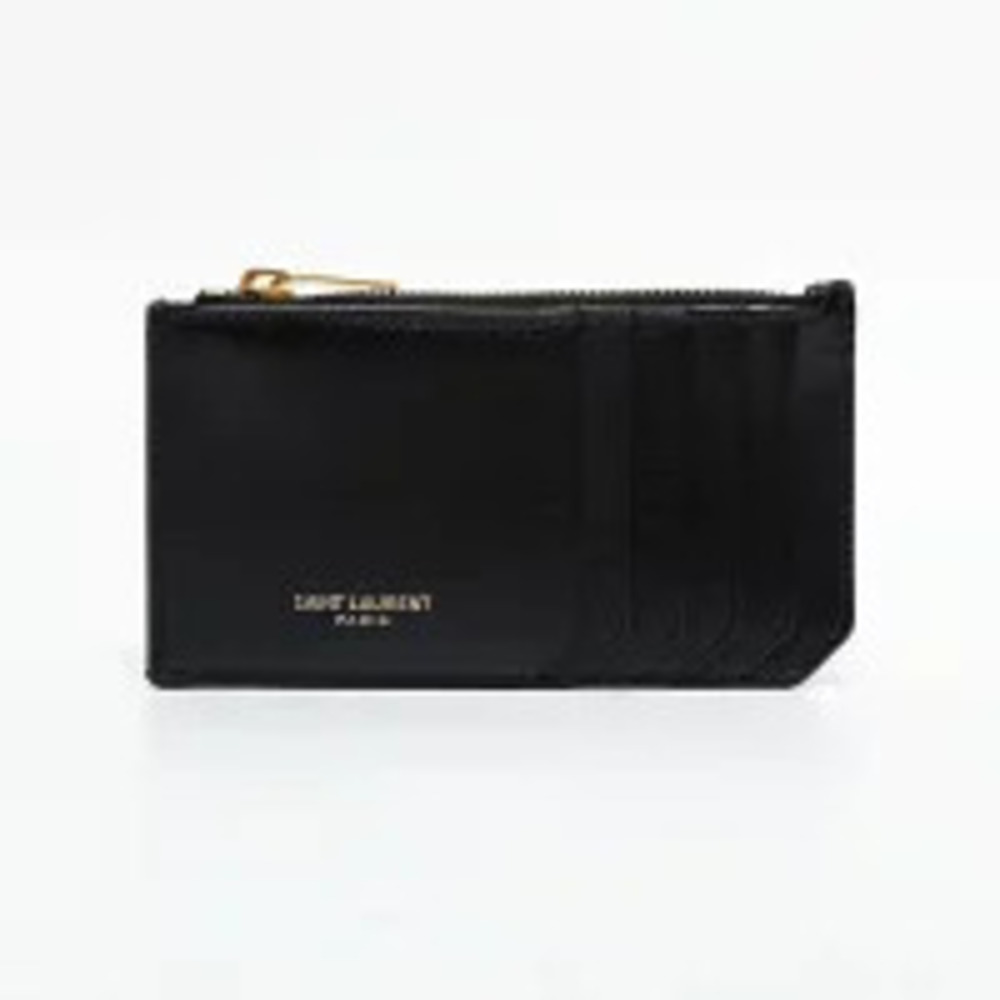Saint Laurent Yves Leather Card Case Wallet Coin Black